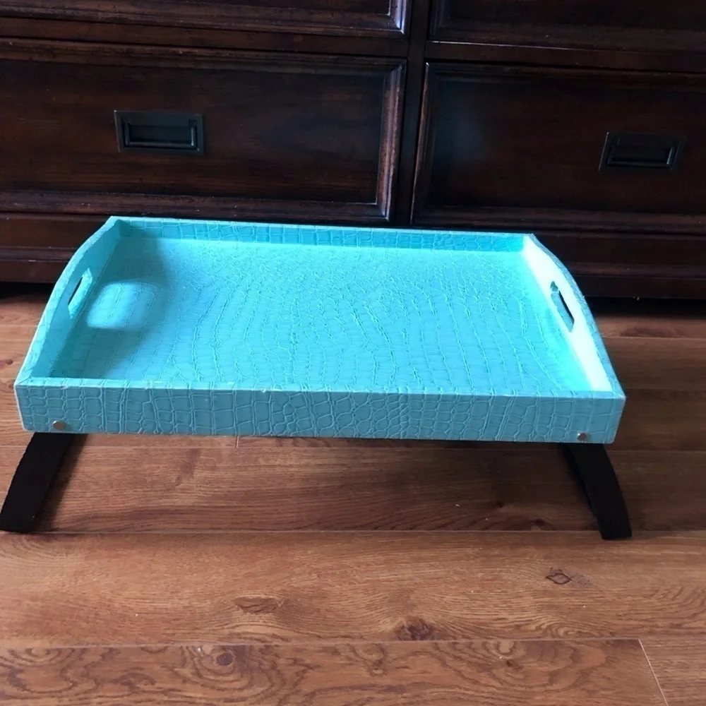 J.T. Rose & Co. teal vegan leather breakfast in bed tray